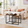 Nest Of Tables: 2 Side Tables, End Tables with Raised Edges, Coffee Tables for Living Room, Industrial Rustic Brown and Black