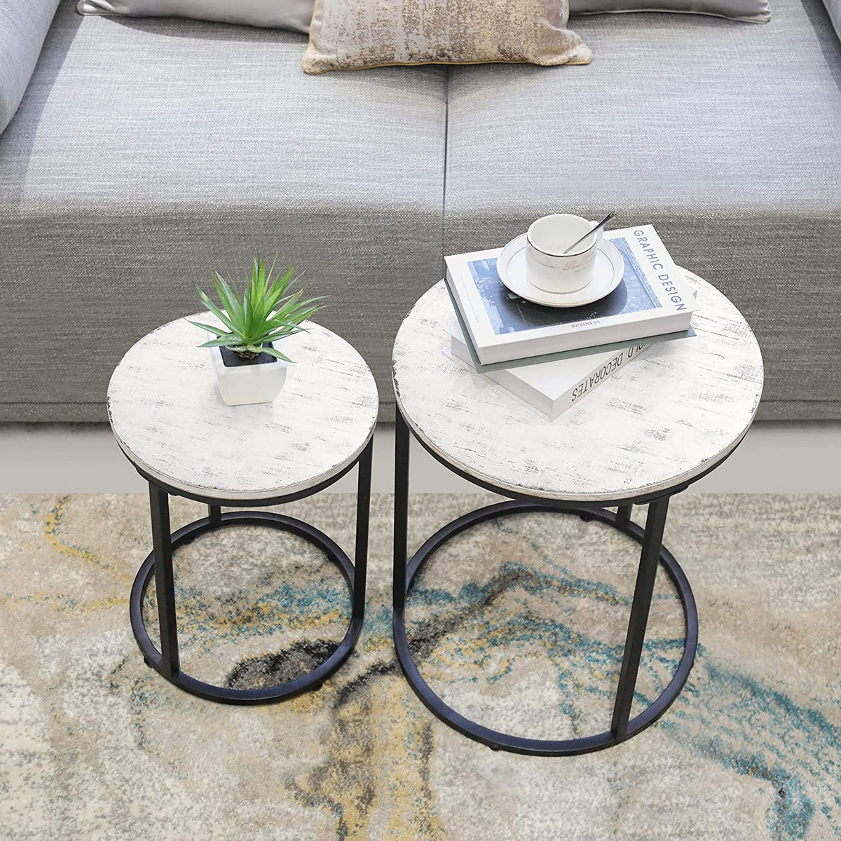 Nest Of Tables: Coffee Tables Set of 2, Industrial Wooden